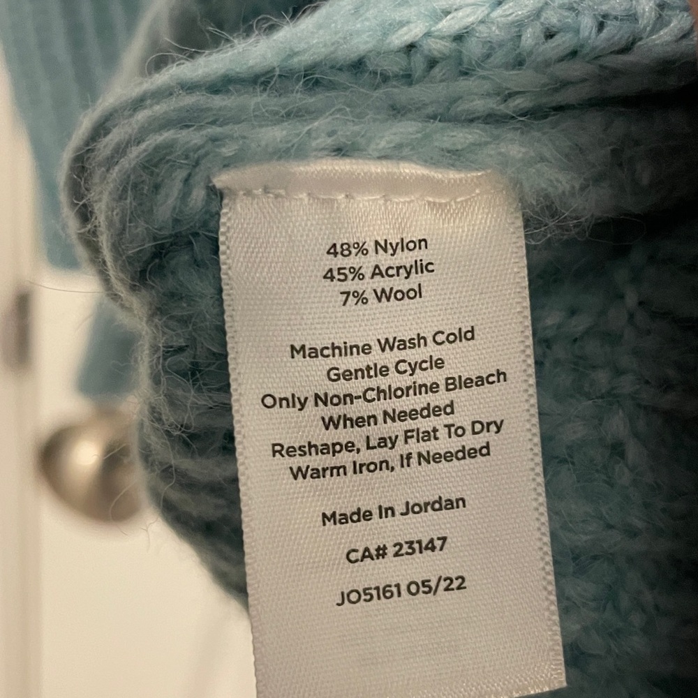 Talbots  Outlet  Shawl Collar Lightweight knit  Aqua V-Neck Sweater New size 3X - Picture 6 of 7